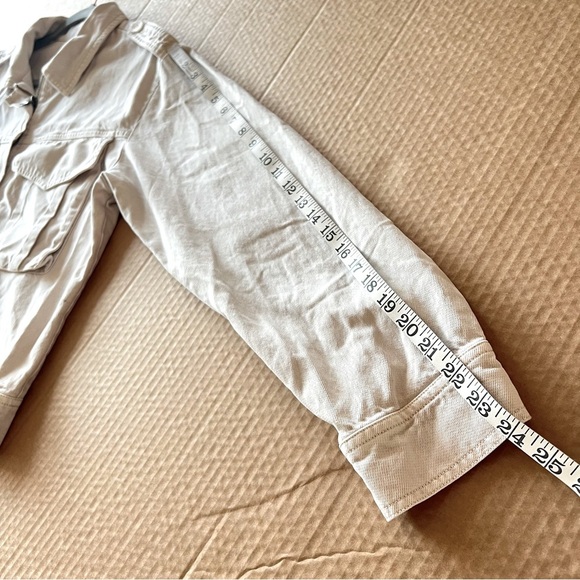 YFB Young Fabulous & Broke Beige Flap pocket Crop  jacket, tencell blend, L NWOT - Picture 12 of 14